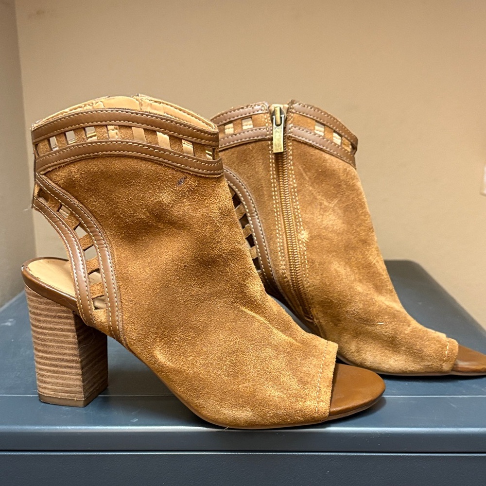 Franco Sarto Tan Suede Heeled Boots